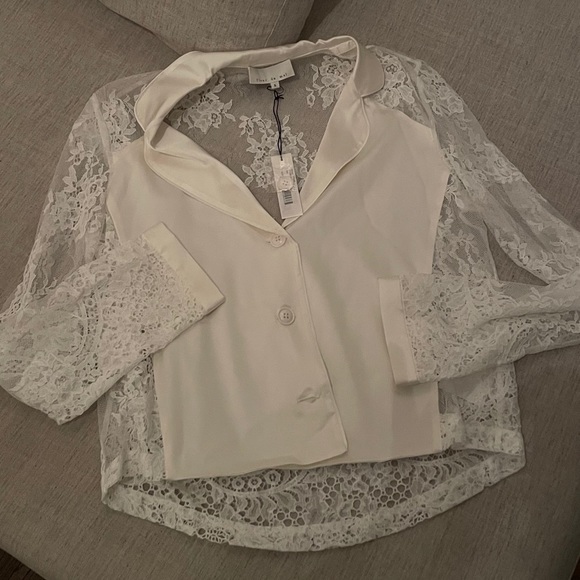 Fleur Du Mal Lace Silk Combo PJ Top - Picture 5 of 5